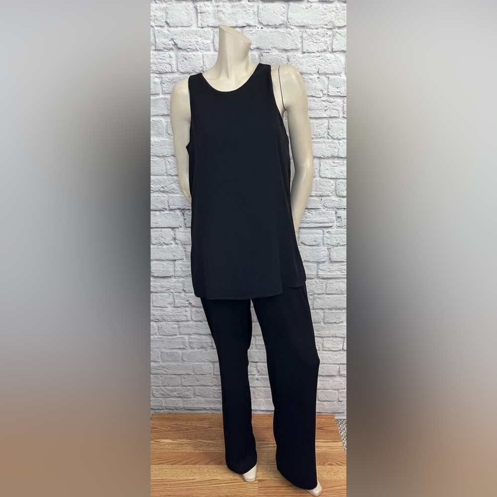 WHITE HOUSE BLACK MARKET BLACK SLEEVELESS JUMPSUIT WITH OVERLAY SIZE 8